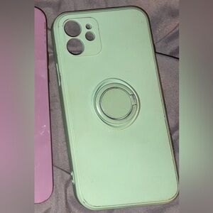 Mint Green Phone Case with Ring Holder for iPhone 12